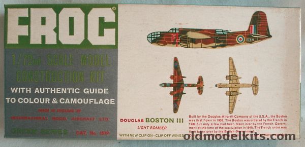 Frog 1/72 Douglas Boston III - Havoc A-20 - Green Series, 151P plastic model kit